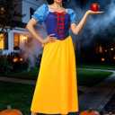 AOBUTE Womens Princess Costume Halloween Fairytale Blue Yellow Dress, Small