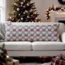 Mancheng-zi Vintage Red and Green Christmas 20x54 Body Pillow Cover Pillowcase with Zipper, Girly Christmas Decor, Coquette Red Bow Xmas Holly Berry Decorative Long Hug Pillow Cases for Bed Couch