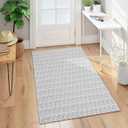 Collive Boho Washable Area Rugs 3x5 Kitchen Area Rugs Rubber Backed Woven Braided Carpet Non-Slip Farmhouse Bedroom Rugs Gray Indoor Front Door Rugs for Entryway Bathroom Balcony (Grey)