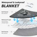 LOOBANI Waterproof Dog Blanket: Spill-Proof Puppy Blankets for Small Medium Dogs Washable, Reversible Soft Flannel Pet Throw for Dog Bed, Crate, Couch Sofa Cover, Travel, 30" x 40", Black & Beige