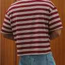 SweatyRocks Men's Striped Letter Graphic Tees Short Sleeve Crew Neck Loose Summer Cropped T Shirt (M)