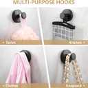 Towel Hook Shower Suction Hooks Towel Hanger for Bathroom Hanging Coat, Robe, Removable Wall Mounted Hook for Bedroom Kitchen Hotel Pool Matte Black(4-Pack)