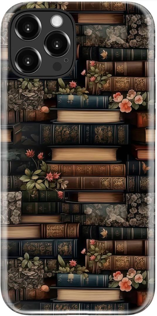 LUMARKE for iPhone 16 Pro Max Case Cute,Aesthetic Vintage Books with Floral Accents,Compatible with Magsafe,Trendy Wildflower Unique Cool Retro Western Coquette Slim Phone Cover for Women Girls