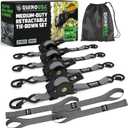 Rhino USA Retractable Ratchet Straps (4-Pack) - 1 Inch x 10 Feet (1,209lb Break Strength) - Auto Self Retracting Tie Down Straps for Truck, Cargo Trailer, Motorcycle, ATV, UTV - Gray