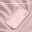 Magnetic for iPhone 16 Case [Compatible with Magsafe] [Premium Silicone Satin-Smooth Touch] Slim Shockproof Anti-Scratch Microfiber Lining Case, 6.1 inch, Chalk Pink
