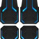 PIC AUTO Heavy Duty Rubber Floor Mats, Blue Aluminum Film Car Mats Set, Front and Rear Car Mats with Anti-Slip Backing, All Weather Protection, Trim-to-Fit for Automotive SUV, Sedan, Van