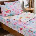 NTBED Mermaid Printed Zipper Bedding Sets Full Lightweight Microfiber Ocean Comforter Sets with Fitted Sheet Pillow Covers, Multi
