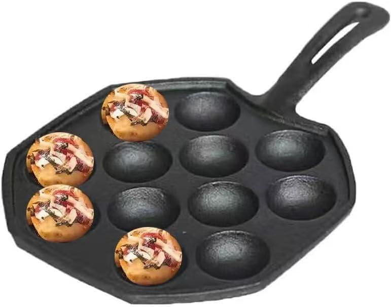 Cast Iron Takoyaki Grill Pan (7 inch 12 Holes)