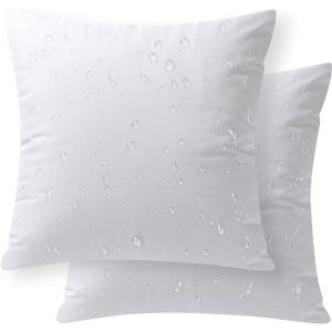 Phantoscope Outdoor Waterproof Pillow Inserts, Premium Water Resistant Patio Cushion, Square Form Throw Pillow for Outdoor, Couch, Chair 18 X 18 Inches(Pack of 2)