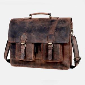 cuero Retro Brown Laptop Messenger Bag Office Briefcase Crossbody Travel Bag For Men And Women Bag Office Laptop Bag