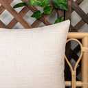 Kevin Textile Pack of 2 Outdoor Waterproof Throw Pillow Covers Decorative Farmhouse Checkered Square Solid Cushion Cases for Patio Garden Porch Sofa Light Beige 18x18 inch