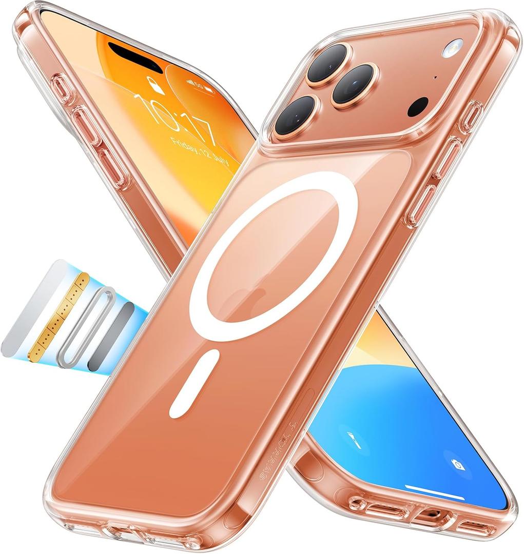 TORRAS Stronger Magnetic & Anti-Yellowing for iPhone 17 Pro Max Case Clear, Fit for MagSafe, Military Grade Drop Protection, Camera Control, DIY Button, Slim for iPhone 17 Pro Max Case Diamond Clear