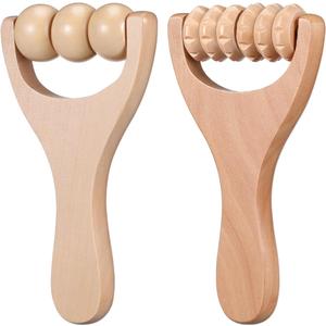 2Pcs Wooden Foot Massage Rollers Reflexology Handheld Foot Massager for Neck Back Leg Muscle Relief and Trigger Point Therapy
