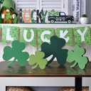 St Patricks Day Decorations Wooden Shamrock Decor Set, 4pcs Gradient Green St. Patrick's Day Irish Lucky Table Decoration for Home Office Tiered Tray Centerpiece (Green)