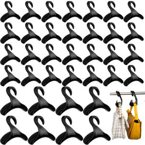 Maitys 36 Pcs Purse Hanger Hook Acrylic Bag Hanger Handbag Tote Bag Rack Holder Closet Organizer Storage for Backpacks Tote Holder Over The Closet Rod Hook for Storing Handbags Satchels (Black)