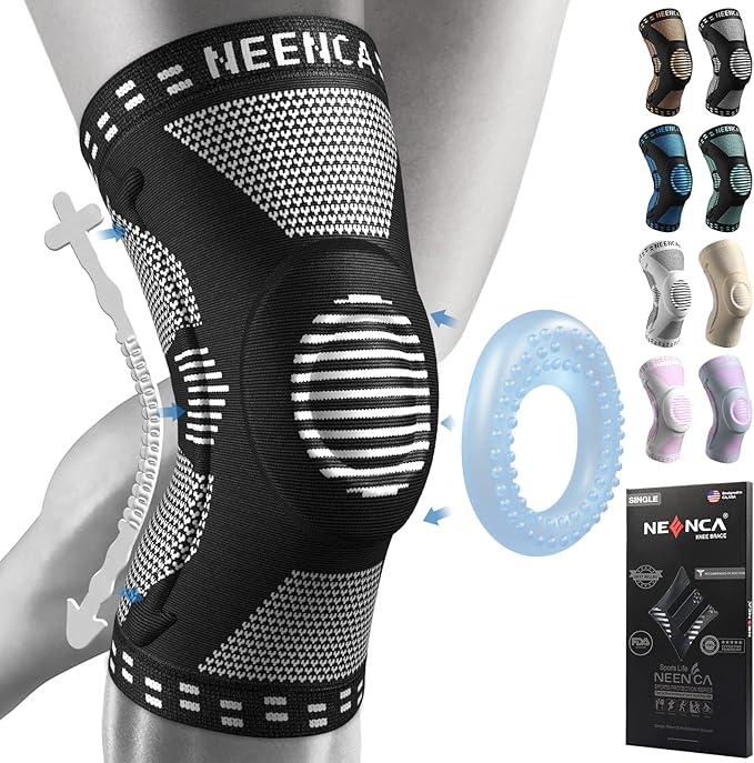NEENCA Professional Knee Brace, Compression Knee Support with Patella Gel Pad & Side Stabilizers, Medical Knee Sleeve for Pain Relief, ACL,PCL, Meniscus, Injury Recovery, Arthritis, Sports, Workout... M