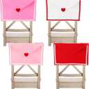 Mindsoft 4 Pcs Valentine's Day Envelope Chair Covers Envelope Seat Storage Pockets Felt Valentine Chair Covers Gift Love Heart Seat Cover for Kitchen Wedding Party Home Celebration 
