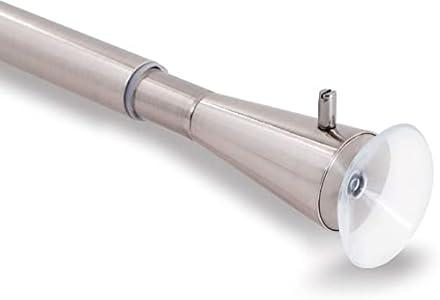 GCurtain Shower Curtain Rod No Drilling, Spring Tension Rod, 34-56 Inch, 3/ 4 Inch Diameter, Suction Cup on Either End, 1PCS, Brushed Nickel