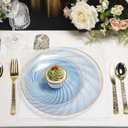 80pcs Clear Blue Disposable Shell Plastic Plates With Gold Rim, 10 inch 40 Dinner Plates and 7 inch 40 Dessert Plates for Party, Wedding, Birthday