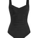 Black Ruched Tummy Control One-Piece Swimsuit 12