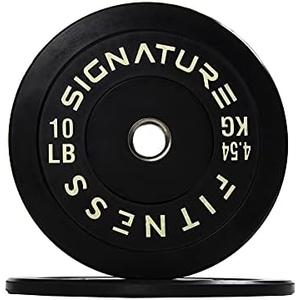 Signature Fitness 2" Olympic Bumper Plate Weight Plates with Steel Hub, 10LB Pair, Colored