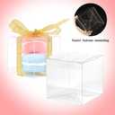 GTYOPR 36PCS 2x2x2 Inches Clear Favor Boxes, Small Plastic Party Favors Gift Box with Ribbons, Individual Candy Boxes Macaron Treat Cake Dessert