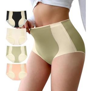 Annenmy High Waist Underwear For Women Seamless Slight Tummy Control Panties No Show No Curling Butt Lifting Underwear 4 Pack Size M