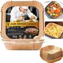 Air Fryer Disposable Paper Liner Square 10 Inch, 100Pcs Largest Square Air Fryer Paper Liners for 8-12QT Air fryer, Non-stick Food Grade Parchment Paper for Frying, Cooking, Roasting and Microwave