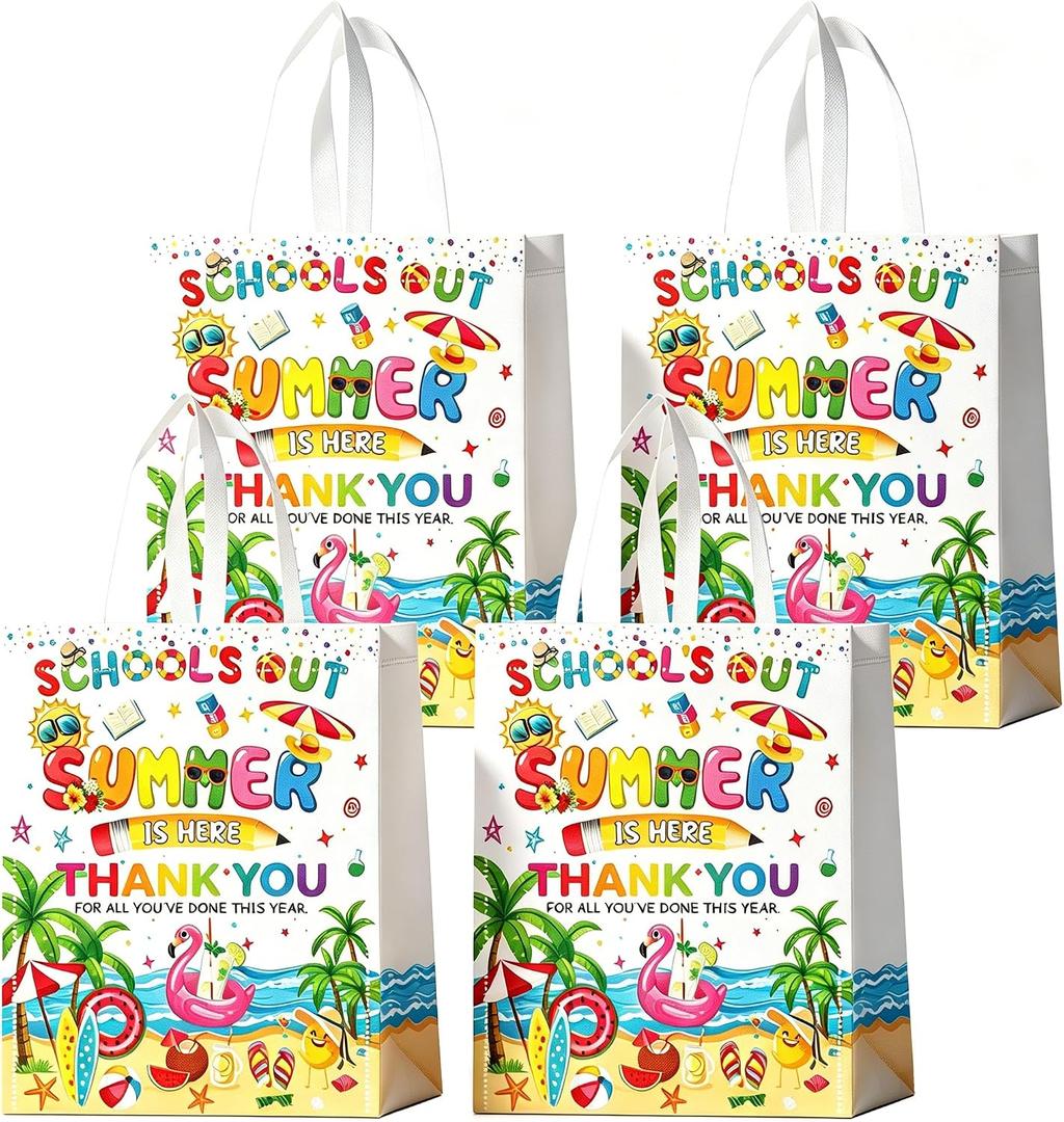 Xvvti 20Pcs End of Year Gifts Bags with Handles Bulk Last Day of School Goodies Bags for Summer School's Out Classroom Favors Student Gifts
