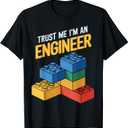 I'm an Engineer Kids Brick Builder Bricks Building Blocks T-Shirt Small