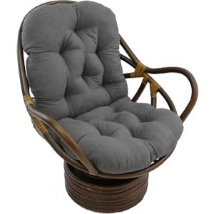 Blazing Needles Solid Microsuede Swivel Rocker Chair Cushion, 48" x 24", Steel Grey