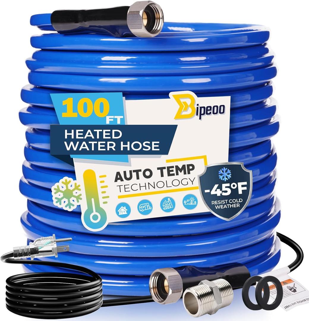100FT Heated Water Hose for Rv,Heated Water Hose Antifreeze to -45F,Great Rv Accessories for Campers,Livestock,Agriculture,Lead and BPA Free (Blue)