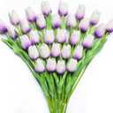30 PCS Artificial Tulips Real Touch Tulips 13.5inch Long Stem Fake Flowers Silk Flowers for Spring Easter Mother's Day DecorationsLight Purple