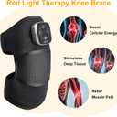 Red Light Therapy & Vibration Knee Massage - Wireless Rechargeable Magnetic Attraction Controller, 660nm&850nm Red Light Therapy Heated Device for Knee, Gifts for Grandma & Grandpa, Black (Grey)