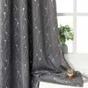 BGment Short Blackout Curtains 40 Inches Length for Small Window, Grommet Thermal Insulated Window Drapes with Wave Line and Dots Printed for Kitchen Bedroom, 2 Panels, Each 42 x 40 Inch, Dark Grey