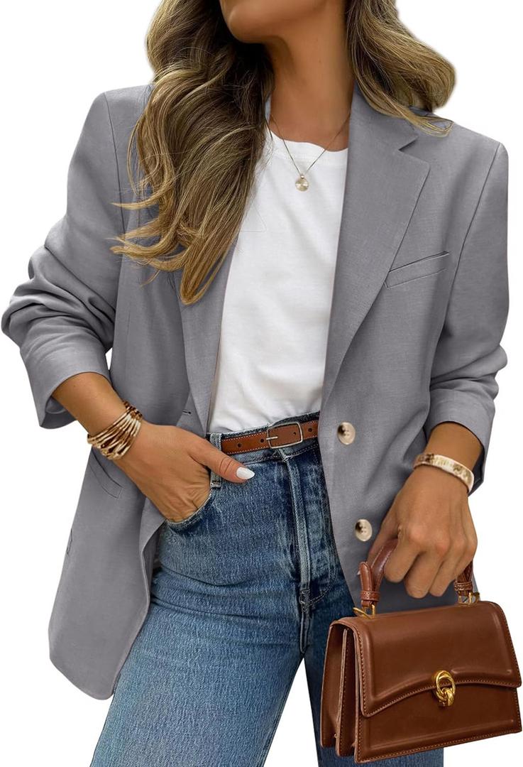 PRETTYGARDEN 2025 Blazers for Women Business Casual Long Sleeve Lapel Open Front Suit Jacket Work Blazer with Pockets (X-Large, Grey) PRETTYGARDEN 2025 Blazers for Women Business Casual Long Sleeve Lapel Open Front Suit Jacket Work Blazer with Pockets (X-Large, Grey)