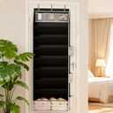 Shoe Organizer - Over the Door Shoe Organizer for Closet, Hanging Closet Shoe Storage with Large Deep Pockets, Holds 14 Pairs of Sneakers, Sandals, Boots, Black