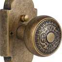 Antique Brass Door Knobs Privacy Door Knobs Interior with Push-Button, Vintage Door Knob with Lock for Bedroom and Bathroom, Zinc Alloy, 1 Pack