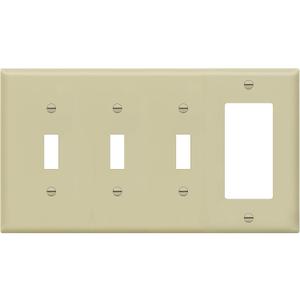 ENERLITES Combination Triple Toggle/Single Decorator Rocker Outlet Wall Plate, Standard Size 4-Gang Light Switch Cover (4.50" x 8.19"), Polycarbonate Thermoplastic, UL Listed881331-I, Ivory