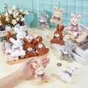 BENECREAT 20Pcs 5 Colors Mini Bunny Plush Keychain, Cotton Bunny Stuffed Animal Mini Plushies Bulk for Birthday Xmas Easter Shower Party Favor Gifts