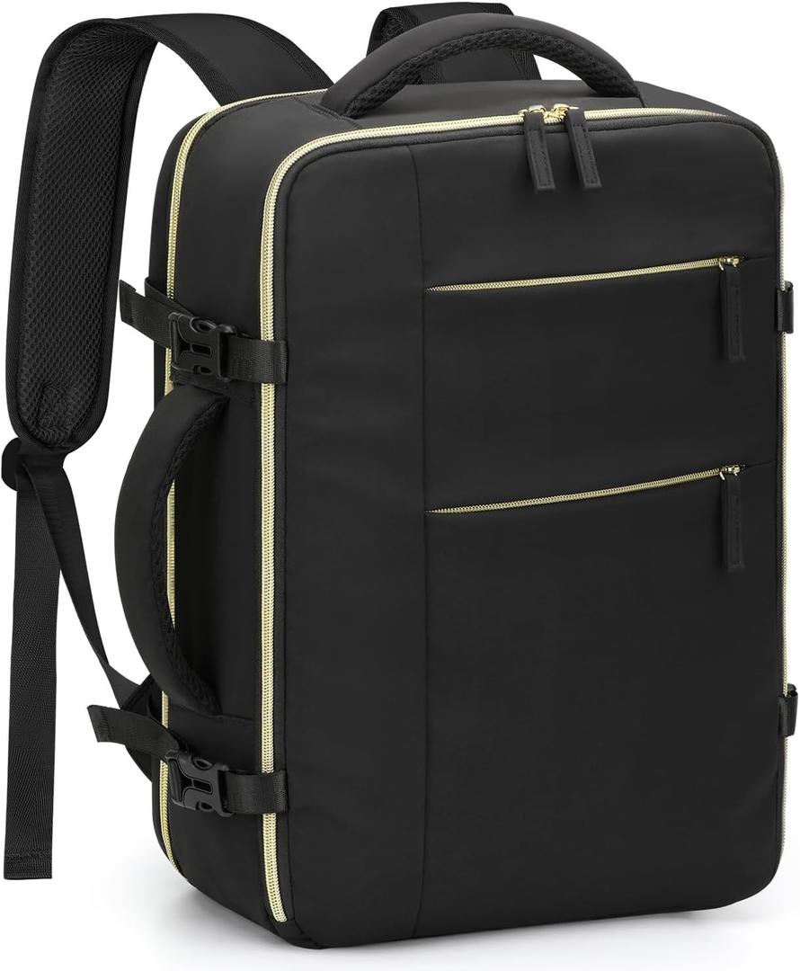 Capolo Travel Backpack for Women Men Waterproof Laptop Backpack Airlines Approved Carry On Backpack Bag Computer Back pack for Business, Work, Traveling Fits 15.6 Inch Laptop(Deep Black)