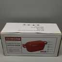 3.6QT Oval Enameled Cast Iron Dutch Oven, Sourdough Bread Baking Pan with Lid (Red)