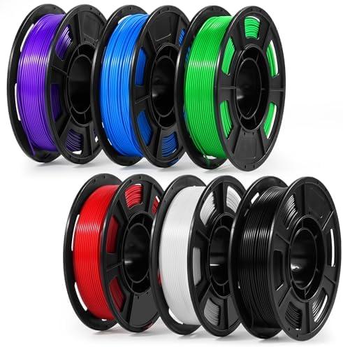 5pcs Dynta 3D Printer Filament 250g 53mm Spool - 1.75mm High Precision Regular PLA Compatible with FLASHFORGE, Bambu Lab A1, Creality Ender-3 V3, Black, Red, Green, Blue, Purple for Beginners 