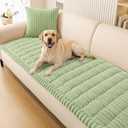 Smiry Couch Cover for Dogs, Non Slip Washable Sofa Protector for Pets, Soft Furniture Cover for Pet, Stylish Sofa Covers, Cozy Protect Against Fur, Dirt & Everyday Messes (Green, 27.6" x 88")