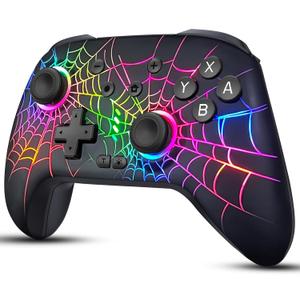 RJAD Switch Controllers for Nintendo Switch/OLED/Lite, Wireless Switch Pro Controller with 10 Colors Light, 1000mAh Rechargeable Switch Turbo Control with Vibration, 6-Axis Gyro, Turbo, Wake Up