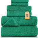 EcoNour Luxury 6-Piece Cotton Towel Set | 100% Green Turkish Cotton Towels for Bathroom, Spa, Gym & Hotel | Includes 2 Bath Towels, 2 Hand Towels, 2 Wash Cloths | Soft, Quick Dry & Highly Absorbent