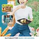 Teivio 88-piece With Flatware Plastic Kitchen Wheat Straw Square Dinnerware Set for 8, Unbreakable Dinner/Salad/Appetizer Plates, Snack Bowls, Dipping Sauce Cups,Tumblers, Dishwasher Safe Dish,Black