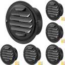 Gisafai 6 Pcs Round Soffit Vent Cover 4 Inch Stainless Steel Louvered Grille Vent Cover Metal Air Vent Covers with Built in Fly Screen Mesh for HVAC Ventilation House Flat Garage Exterior(Black)