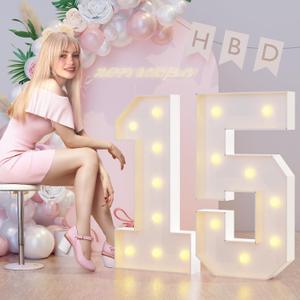 3FT Marquee Light Up Numbers 15th Birthday Decorations for Girls Boys, Large Marquee Numbers 15 Fifteen Years Olds Party Decor, Big Mosaic Numbers Anniversary Decorations