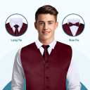 S.H. Churchill & Co. Men's 4 Piece Vest Set, with Bow Tie, Neck Tie & Pocket Hankie (Red), M